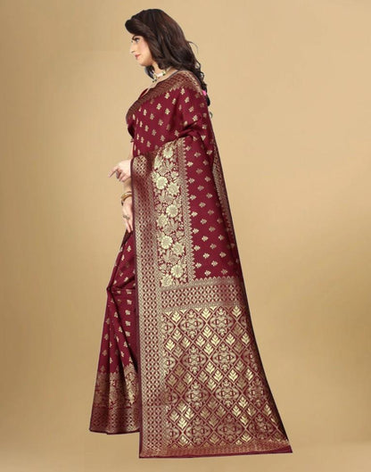 Maroon Banarasi Silk Saree