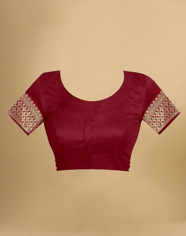 Maroon Banarasi Silk Saree