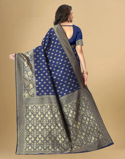 Navy Blue Banarasi Silk Saree