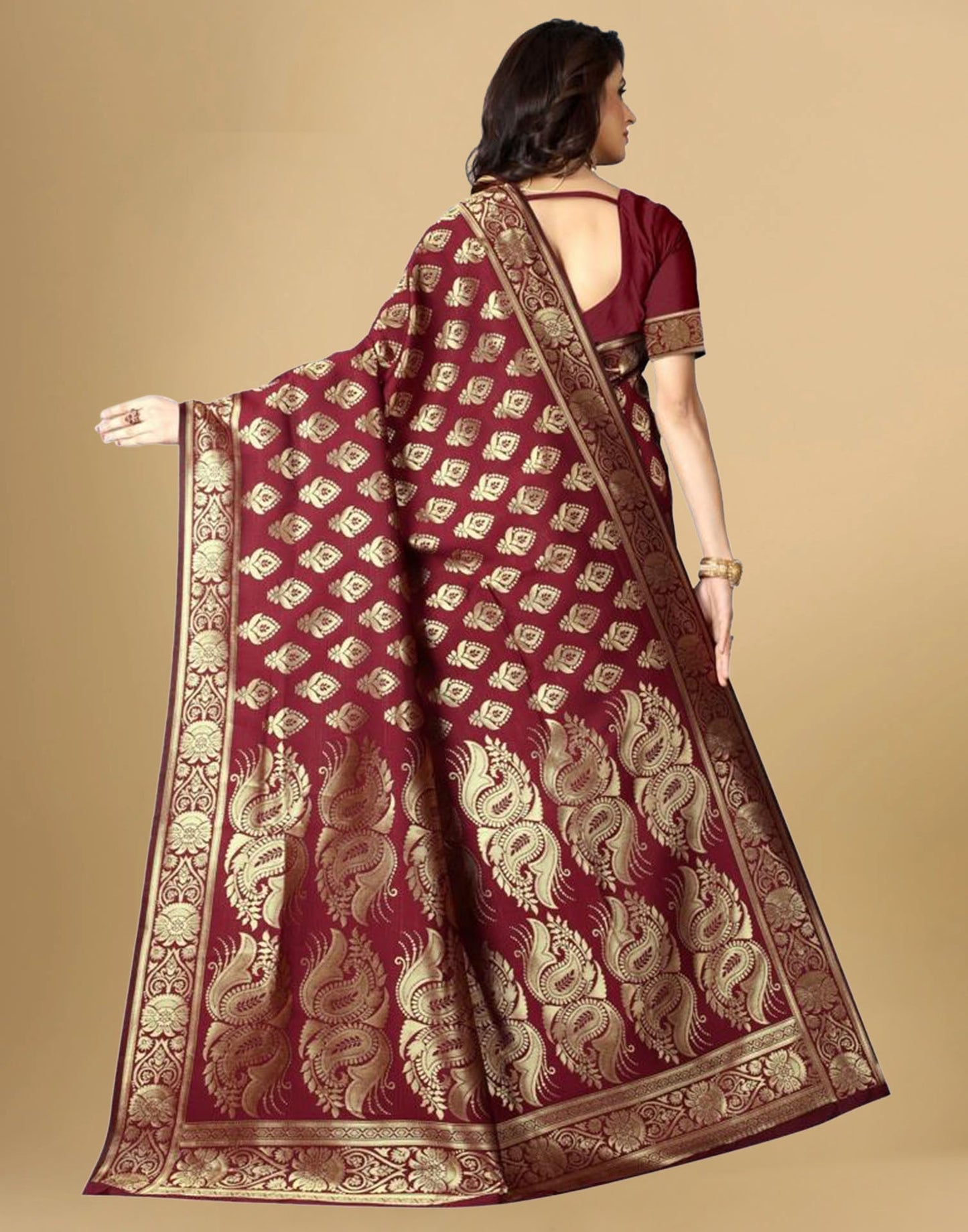 Maroon Banarasi Silk Saree
