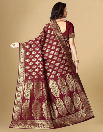Maroon Banarasi Silk Saree