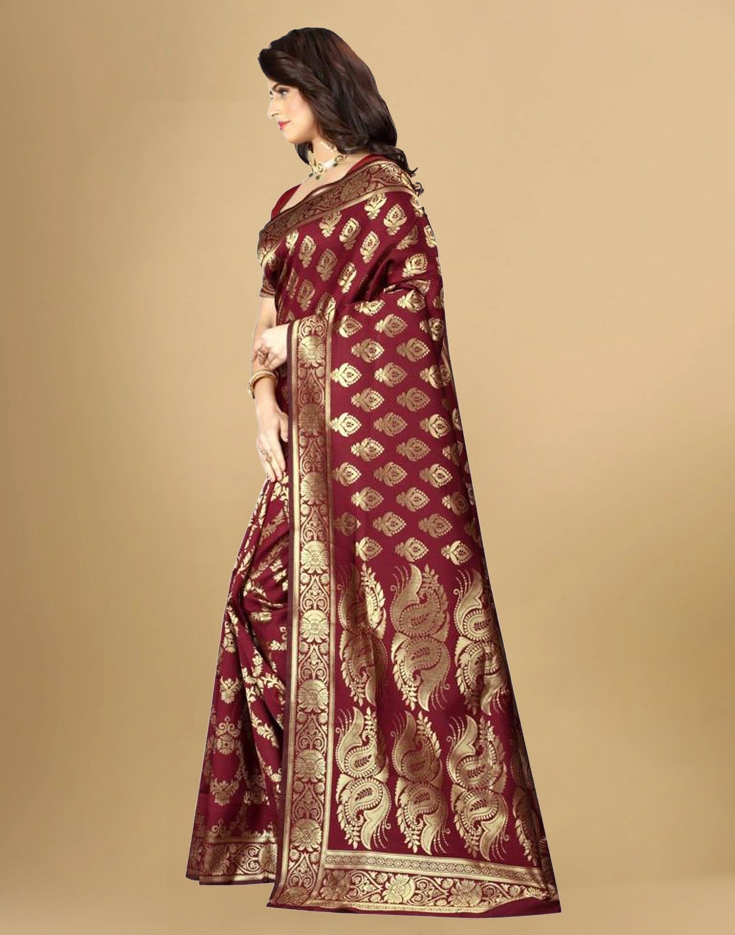 Maroon Banarasi Silk Saree
