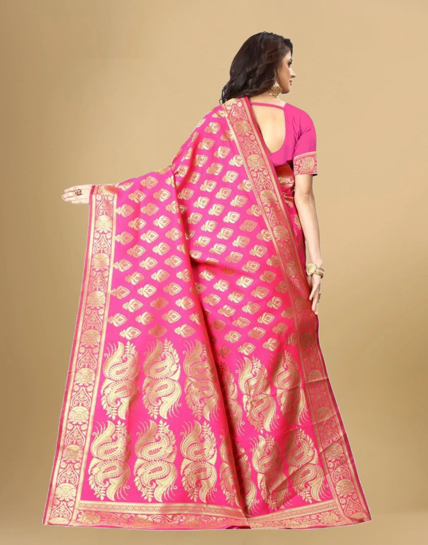 Pink Banarasi Silk Saree