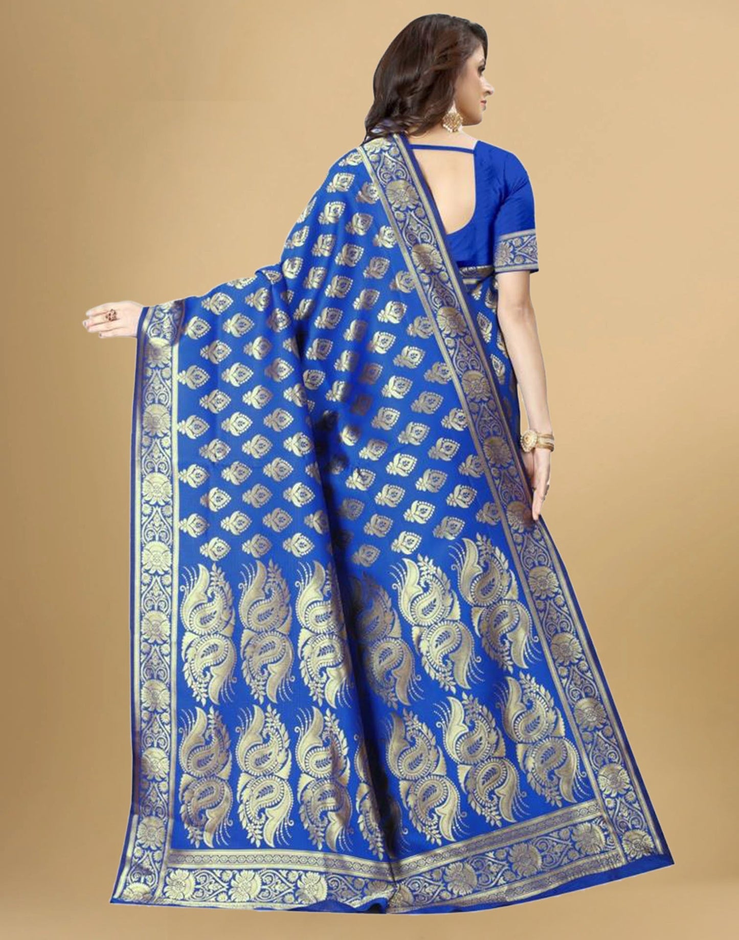 Blue Jacquard Banarasi Silk Saree