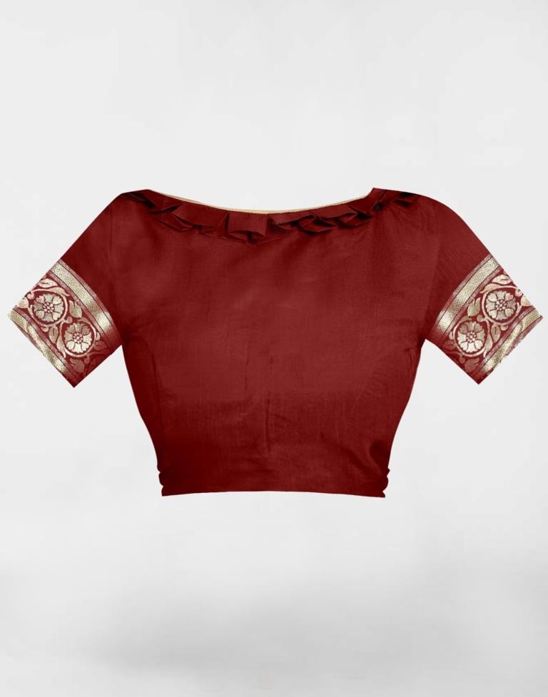 Maroon Jacquard Banarasi Silk Saree