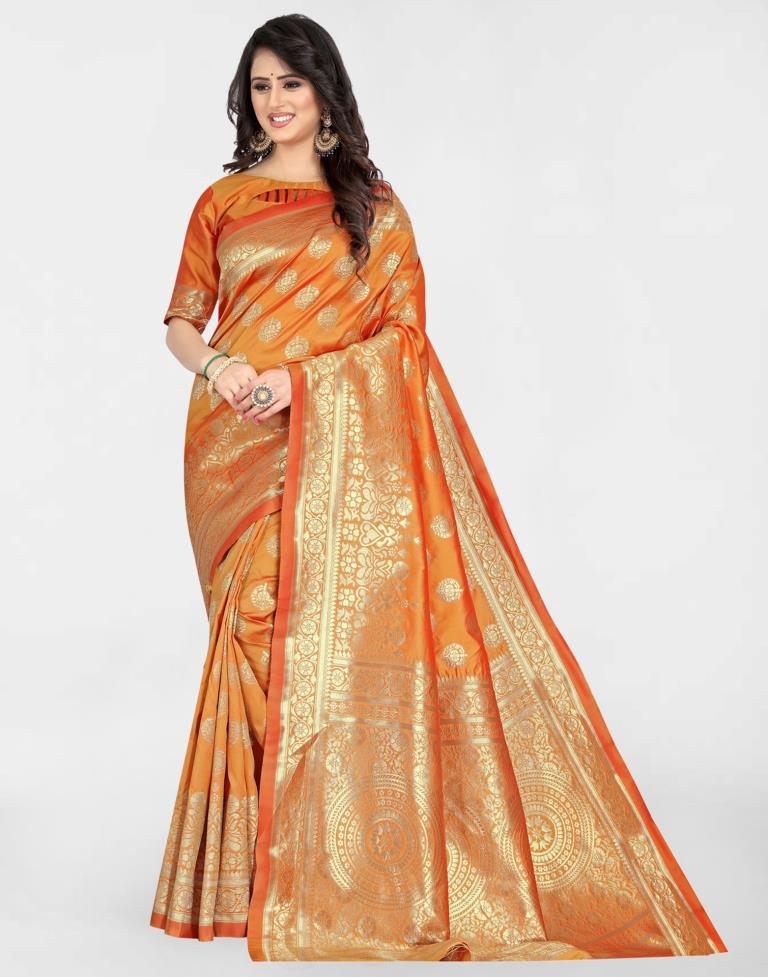 Mustard Jacquard Banarasi Silk Saree