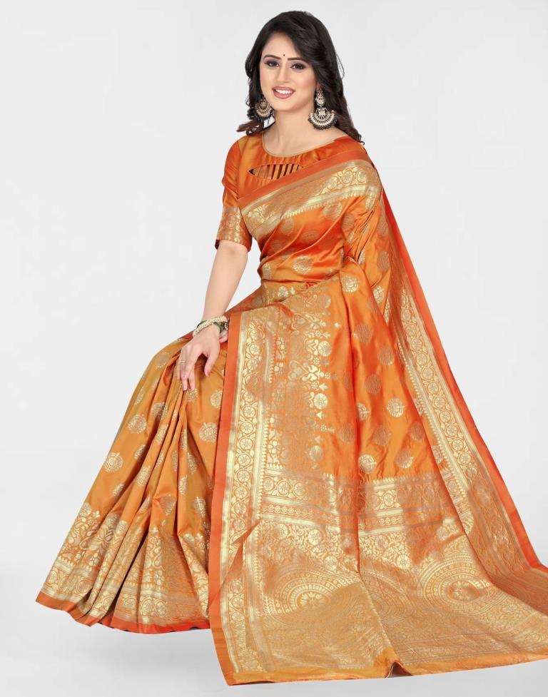 Mustard Jacquard Banarasi Silk Saree