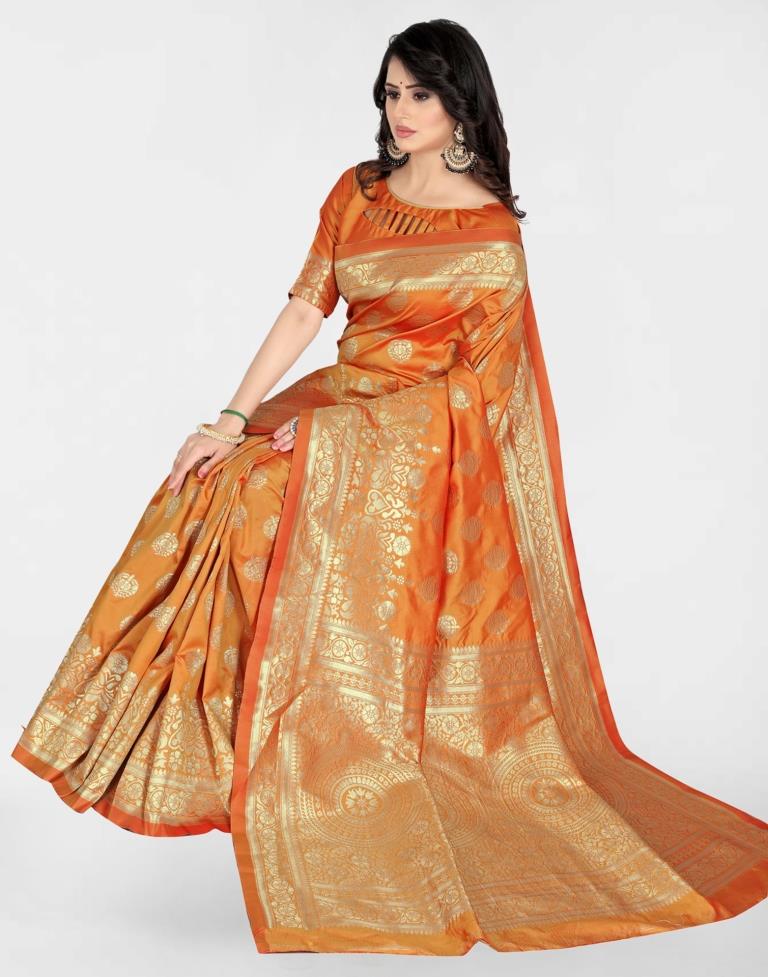 Mustard Jacquard Banarasi Silk Saree