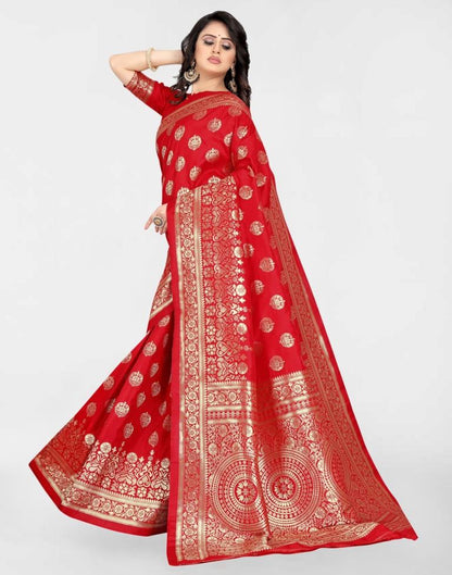 Red Jacquard Banarasi Silk Saree