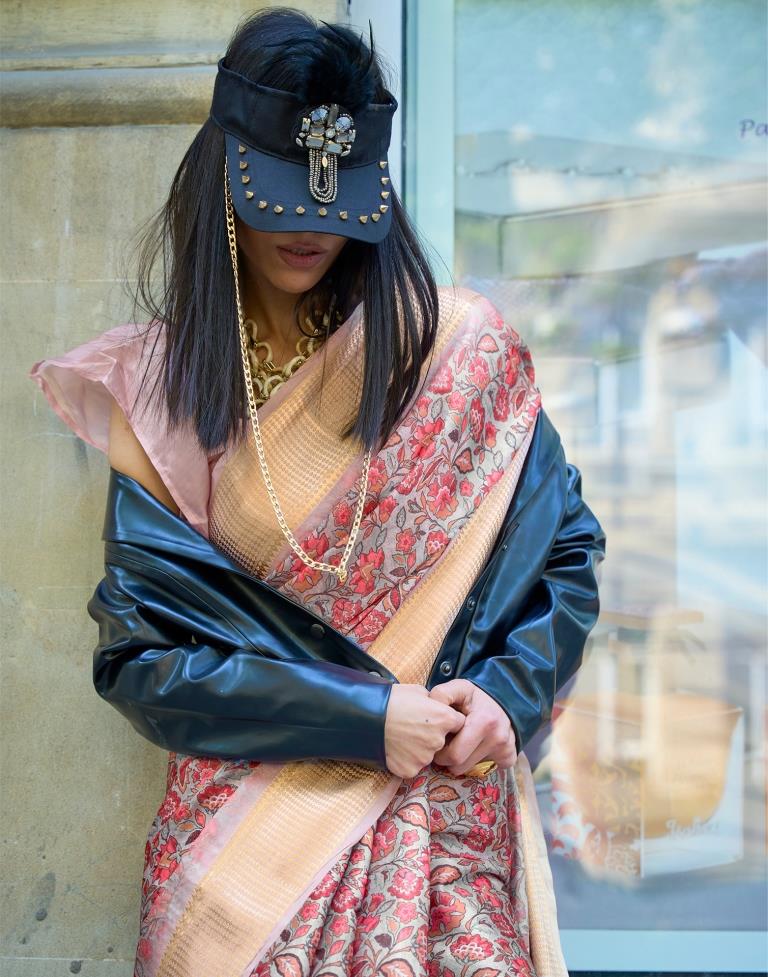 Multicoloured Printed Organza Saree