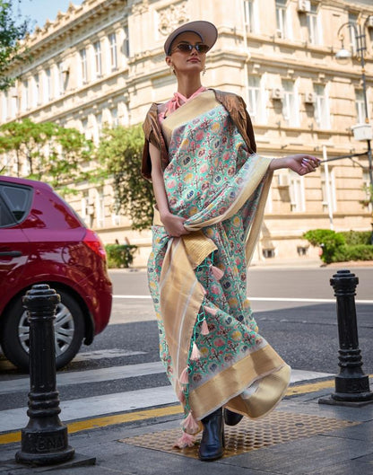 Multicoloured Printed Organza Saree