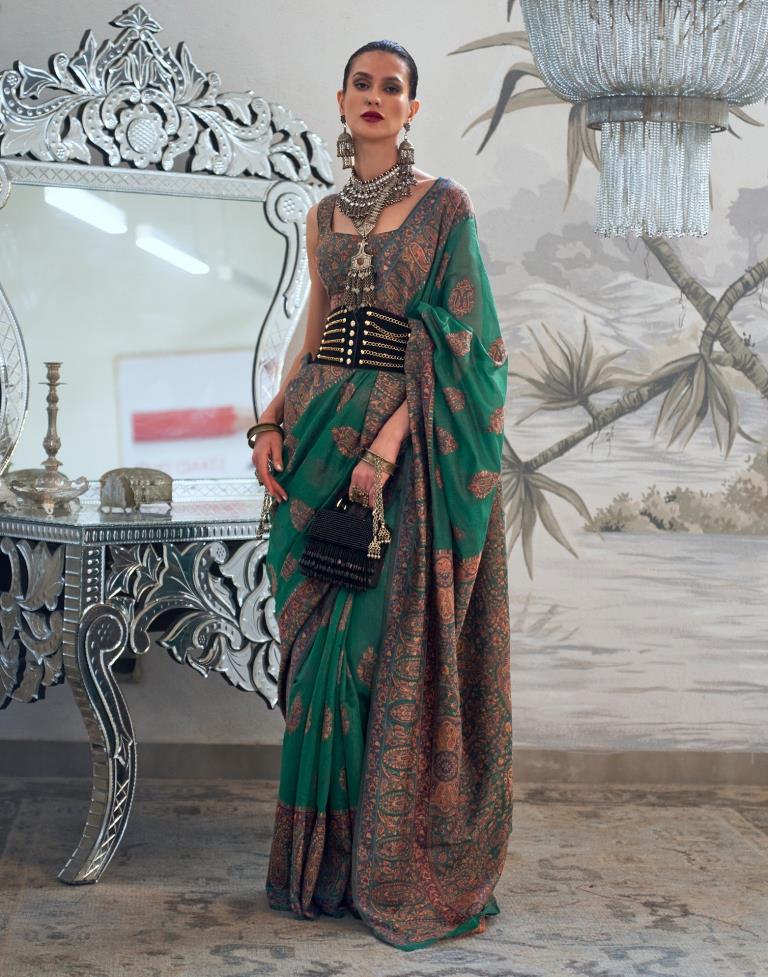 Green Jacquard Silk Saree