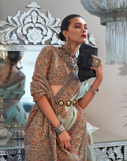 Light Aqua Blue Jacquard Silk Saree