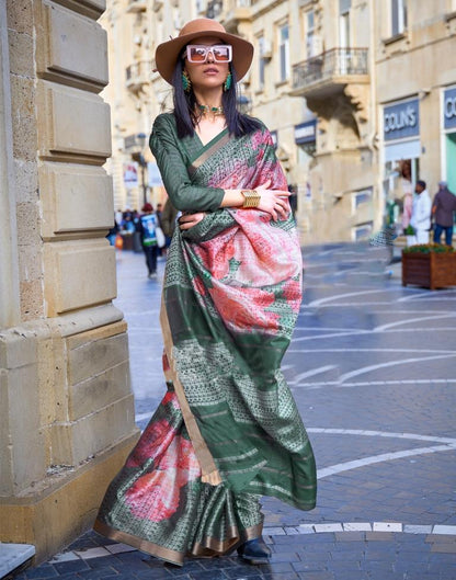Green Self Woven Silk Saree