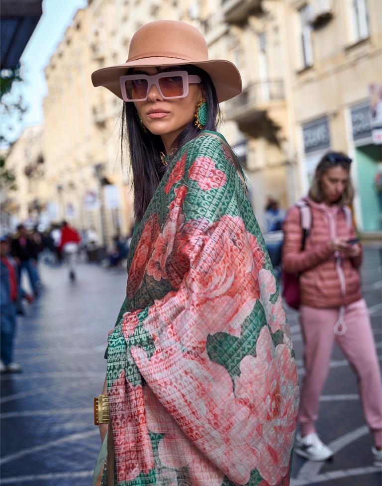 Green Self Woven Silk Saree