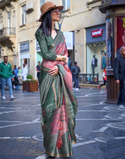 Green Self Woven Silk Saree