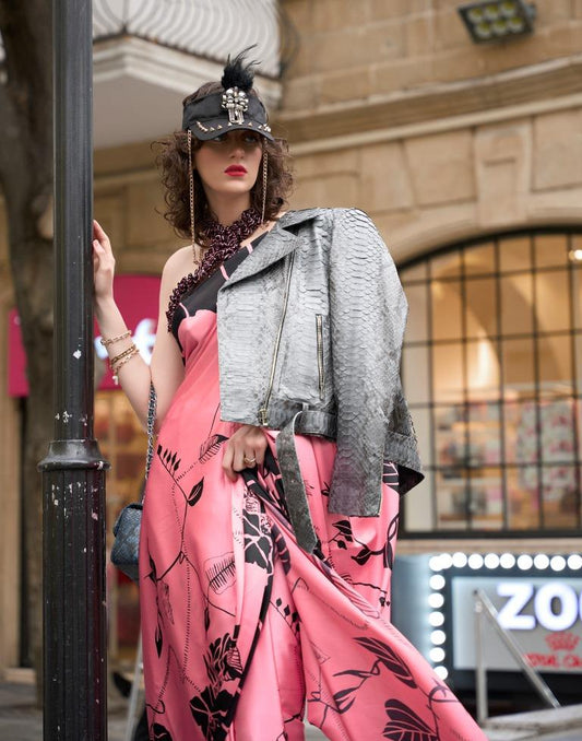 Pink Printed Silk Saree