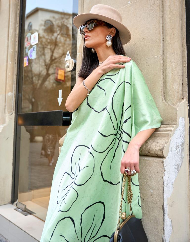 Light Green Printed Silk Saree