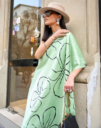 Light Green Printed Silk Saree