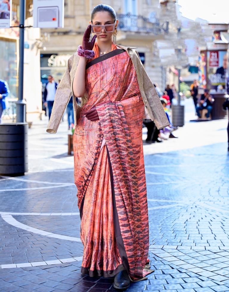 Multicoloured Printed Silk Saree