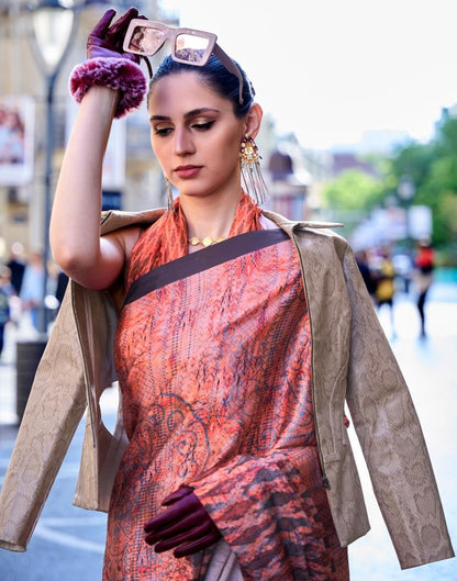 Multicoloured Printed Silk Saree