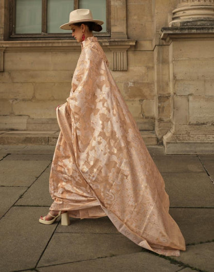 Golden Jacquard Organza Saree