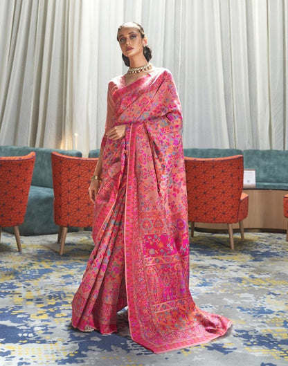 Pink  Weaving Silk Saree