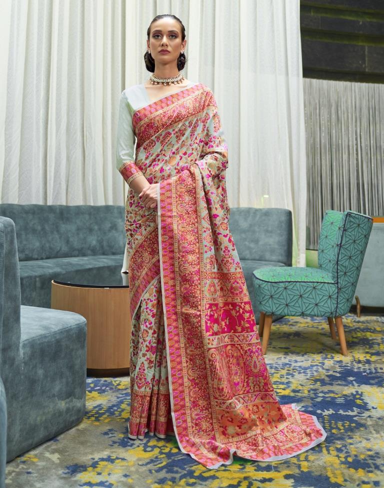 Pastel Green Weaving Silk Saree