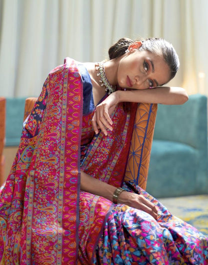 Navy Blue Weaving Silk Saree