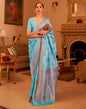 Sky Blue Jacquard Silk Saree