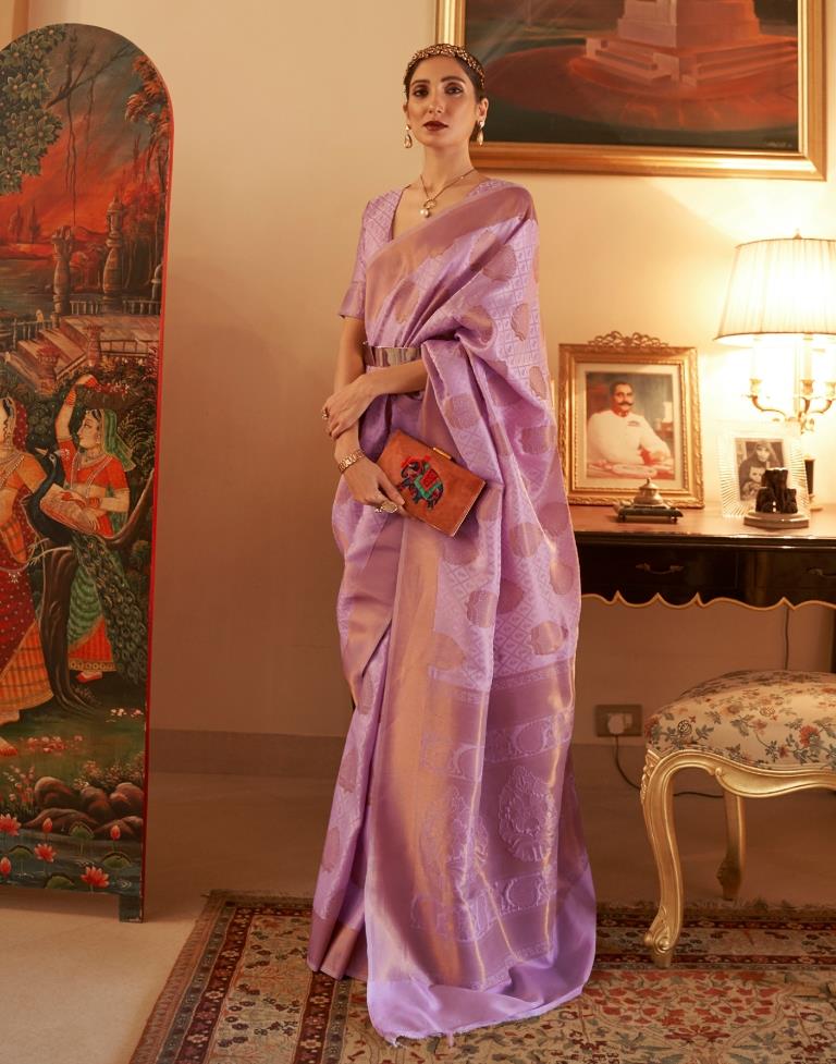 Lavender Jacquard Silk Saree