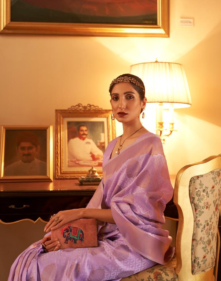 Lavender Jacquard Silk Saree