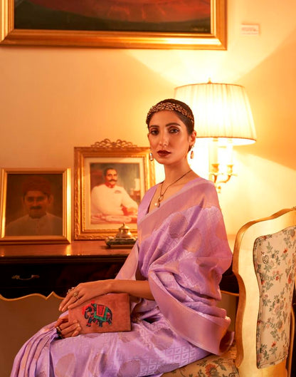 Lavender Jacquard Silk Saree
