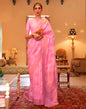 Pink Jacquard Silk Saree