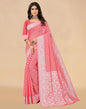 Rose Pink Cotton Woven Saree