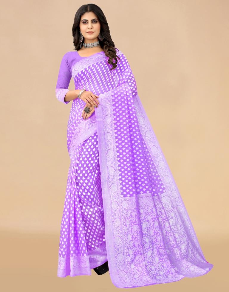 Lavender Cotton Woven Saree