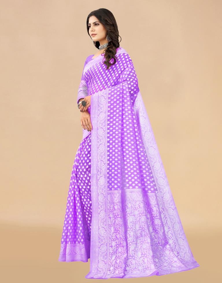 Lavender Cotton Woven Saree