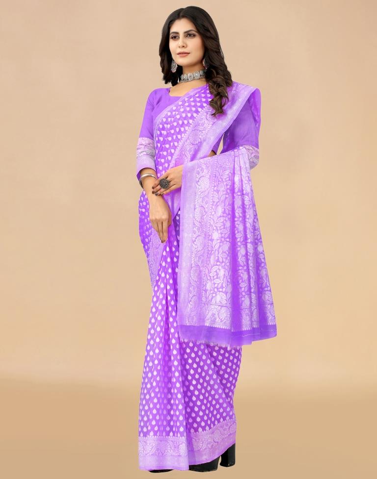 Lavender Cotton Woven Saree