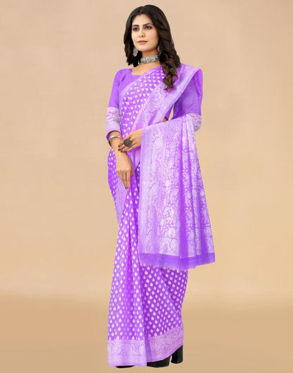 Lavender Cotton Woven Saree