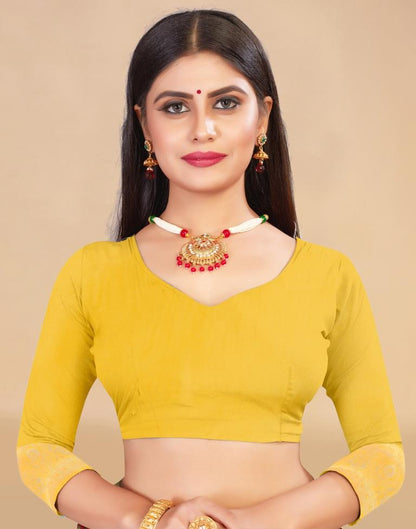 Yellow Cotton Woven Saree