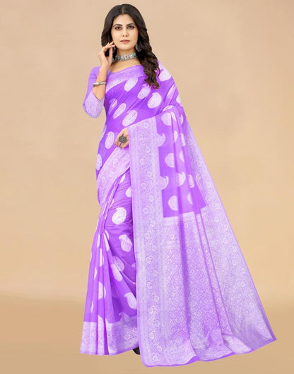 Light Purple Cotton Woven Saree