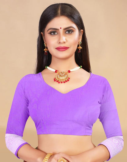 Light Purple Cotton Woven Saree