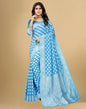 Sky Blue Cotton Woven Saree