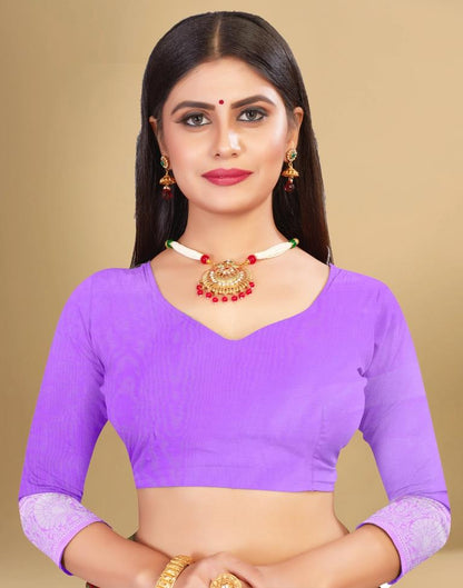 Light Purple Cotton Woven Saree