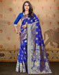 Blue Jacquard Banarasi Silk Saree