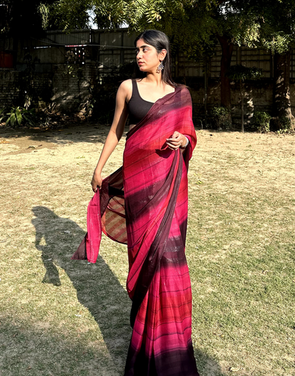 Ready to Wear Pink Printed Georgette Saree