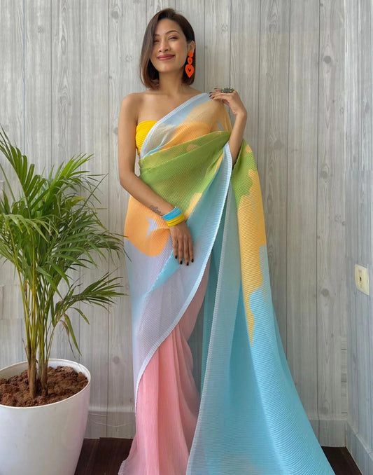 Multicoloured Georgette Saree | Leemboodi