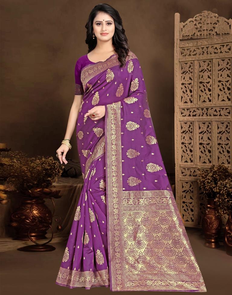 Purple Jacquard Banarasi Silk Saree
