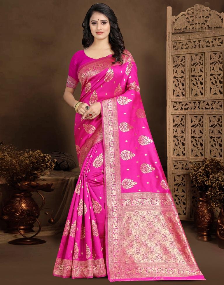 Pink Jacquard Banarasi Silk Saree