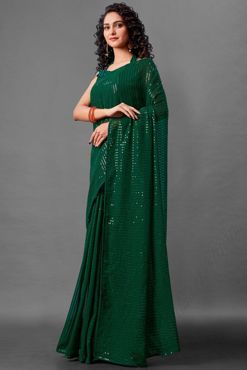 Green Sequence Saree | Leemboodi